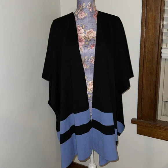 Black Blue Wrap Around Cardigan Scarf - Picture 3 of 5